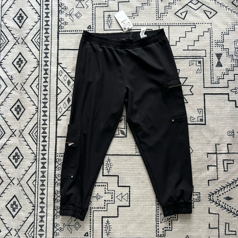 Zara black cargo pants joggers XL